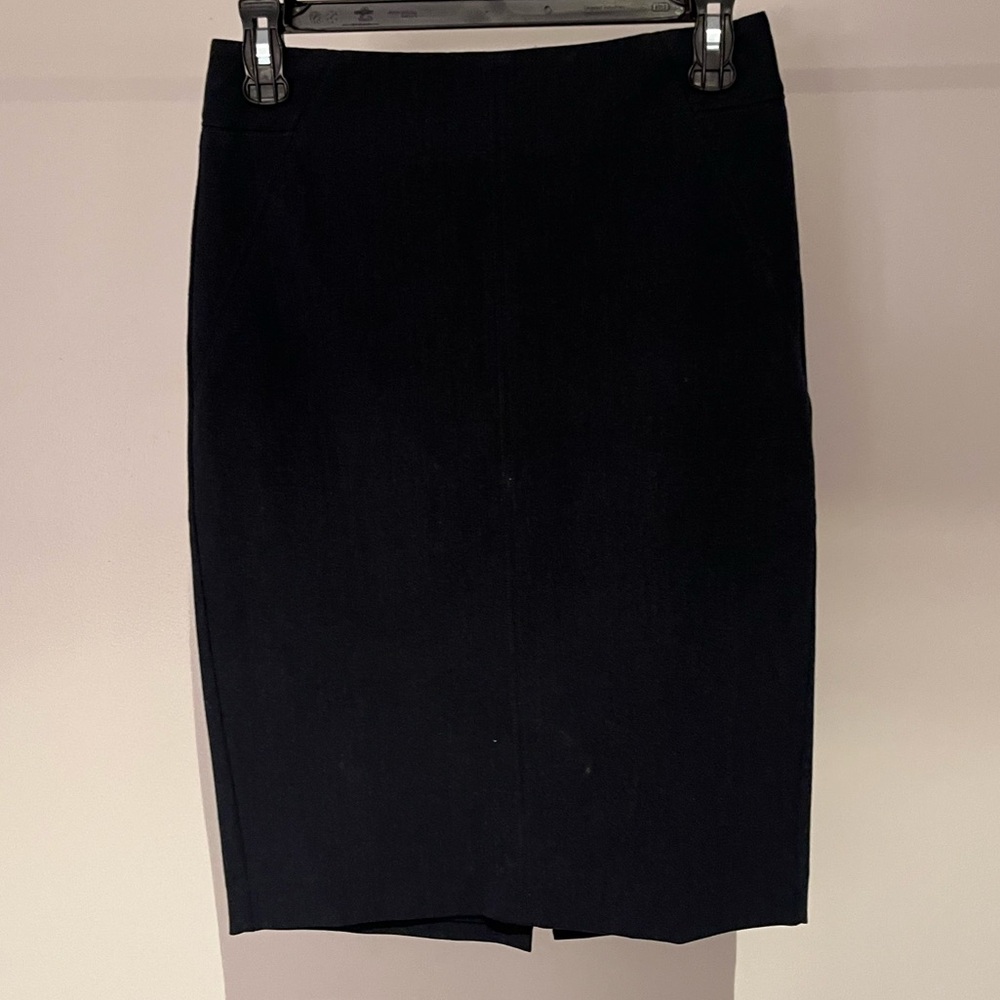 Loft blue pencil skirt exposed silver zipper size 0t tall zero GUC